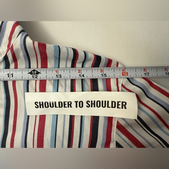 Foxcroft Women's Red White & Blue Striped Button Up Shirt Size 10 USA Patriotic - Picture 7 of 9